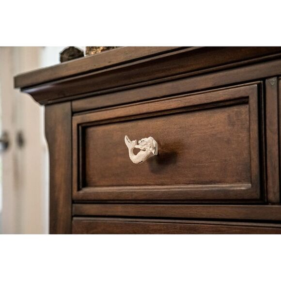 Set of 6 White Painted Cast Iron Mermaid Drawer Pull Rustic Furniture Decor Knob - Picture 4 of 12